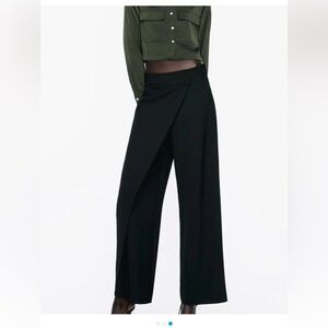 ZARA Black Overlay Wide-Leg Pants